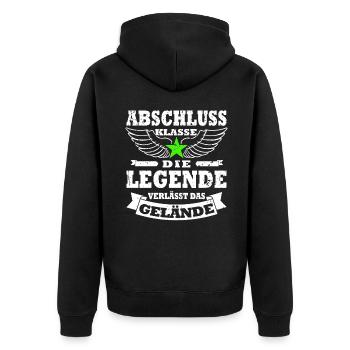 Abschlussklasse Abitur Realschulabschluss Schüler - Unisex Premium Bio Zip Hoodie - Schwarz - Hinten - Nico (187cm)