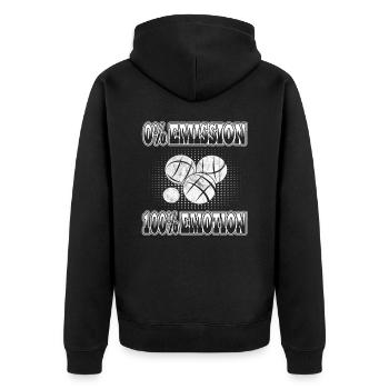 Boccia - Boule - Bocciaspieler - Unisex Premium Bio Zip Hoodie - Schwarz - Hinten - Nico (187cm)