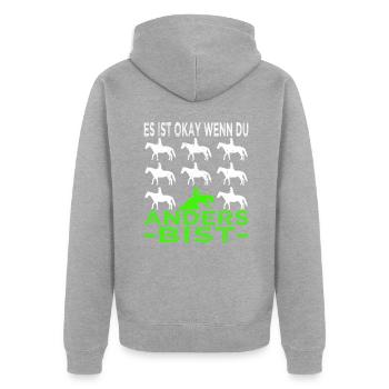 Western Reining - Westernreiten - Westernpferd - Unisex Premium Bio Zip Hoodie - Grau meliert - Hinten - Nico (187cm)
