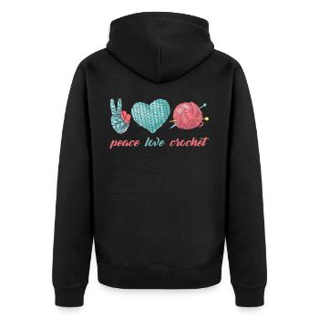 Häkeln - Unisex Premium Bio Zip Hoodie - Schwarz - Hinten - Nico (187cm)