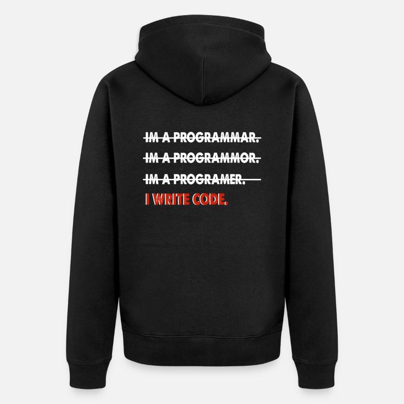 Programmierer Coder lustig Geschenk - Unisex Premium Bio Zip Hoodie - Schwarz