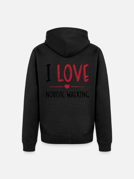 I love Nordic Walking - Unisex Premium Organic Zip Hoodie - black