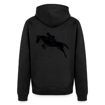 Pferdereiten Frauen - Unisex Premium Bio Zip Hoodie - Schwarz - Hinten - Nico (187cm)