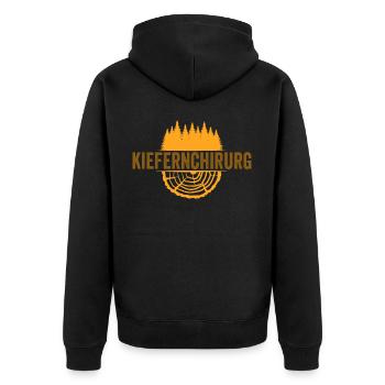 Kiefernchirug Lustig Kiefer Waldarbeiter Motorsäge - Unisex Premium Bio Zip Hoodie - Schwarz - Hinten - Nico (187cm)