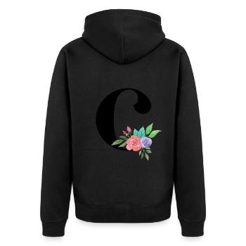 Letter C personalized gift alphabet first name Christmas - Unisex Premium Organic Zip Hoodie - black - Back - Nico (187cm)