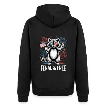 Raton laveur patriotique sauvage et libre - Veste à capuche bio Premium Unisexe - noir - Dos - Nico (187cm)