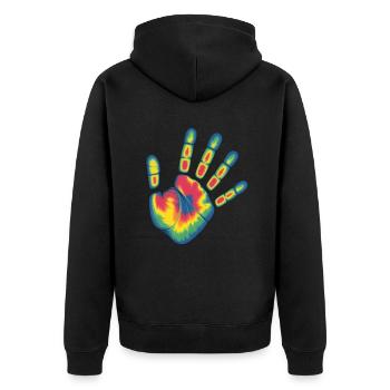 Fascinating thermal image handprint - Unisex Premium Organic Zip Hoodie - black - Back - Nico (187cm)