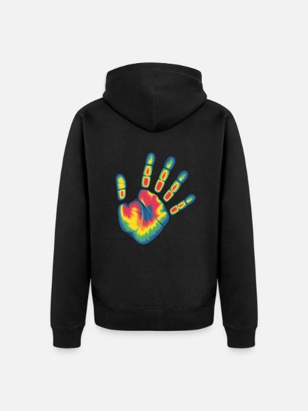Fascinating thermal image handprint - Unisex Premium Organic Zip Hoodie - black