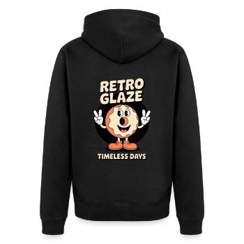 Rétro glaçage beignet dessin animé rétro - Veste à capuche bio Premium Unisexe - noir - Dos - Nico (187cm)