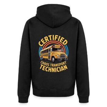 Certified Chaos Transport Technician - Unisex Premium Organic Zip Hoodie - black - Back - Nico (187cm)