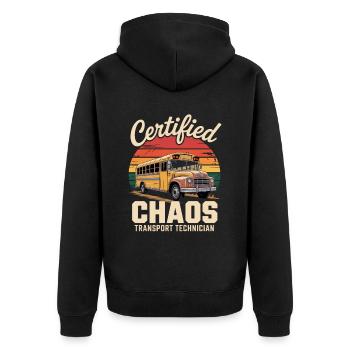 Certified Chaos Transport Technician - Unisex Premium Organic Zip Hoodie - black - Back - Nico (187cm)