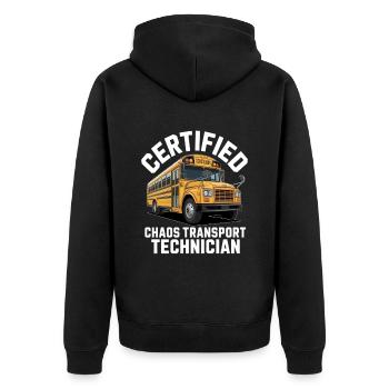 Certified Chaos Transport Technician - Unisex Premium Organic Zip Hoodie - black - Back - Nico (187cm)