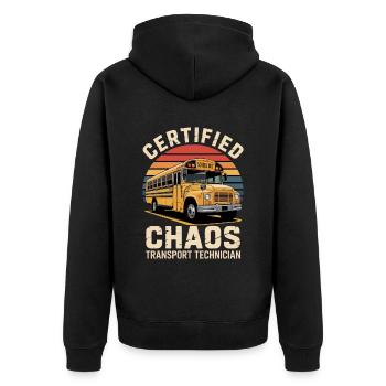 Certified Chaos Transport Technician - Unisex Premium Organic Zip Hoodie - black - Back - Nico (187cm)