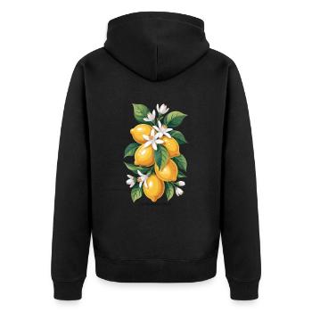 Sunshine & Citrus Lemon Summer Holiday - Unisex Premium Organic Zip Hoodie - black - Back - Nico (187cm)