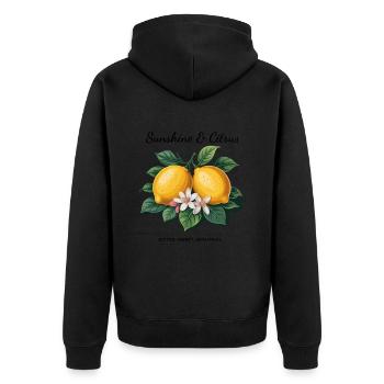 Sunshine & Citrus Lemon Summer Holiday - Unisex Premium Organic Zip Hoodie - black - Back - Nico (187cm)