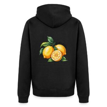 Sunshine & Citrus Lemon Summer Holiday - Unisex Premium Organic Zip Hoodie - black - Back - Nico (187cm)