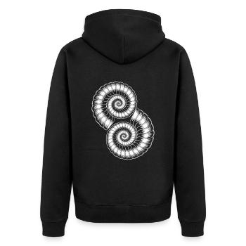 Ammoniten Fossilien Urzeit - Unisex Premium Bio Zip Hoodie - Schwarz - Hinten - Nico (187cm)