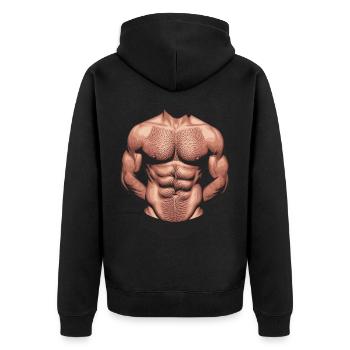 Musclé Hommes Haut du corps - Veste à capuche bio Premium Unisexe - noir - Dos - Nico (187cm)