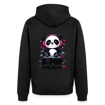K-Pop in My Heart Cute Panda - Unisex Premium Organic Zip Hoodie - black - Back - Nico (187cm)