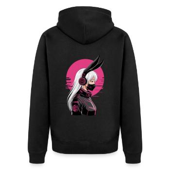 Fille cyberpunk futuriste - Veste à capuche bio Premium Unisexe - noir - Dos - Nico (187cm)