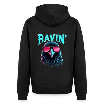 Ravin' Rabe pour les festivals techno - Veste à capuche bio Premium Unisexe - noir - Dos - Nico (187cm)