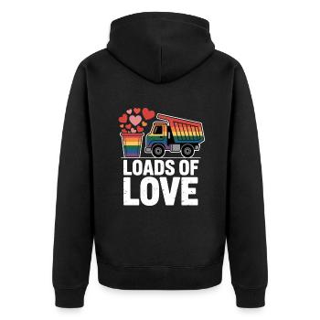 Beaucoup d’amour Saint-Valentin Amour LGBTQ - Veste à capuche bio Premium Unisexe - noir - Dos - Nico (187cm)