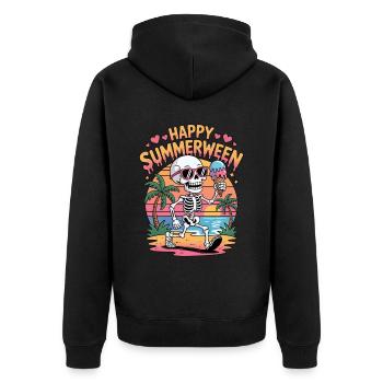 Happy Summerween Halloween Eis - Unisex Premium Bio Zip Hoodie - Schwarz - Hinten - Nico (187cm)