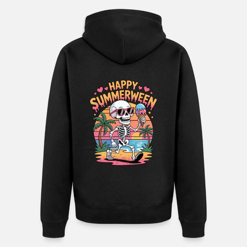 Happy Summerween Glace d’Halloween - Veste à capuche bio Premium Unisexe - noir