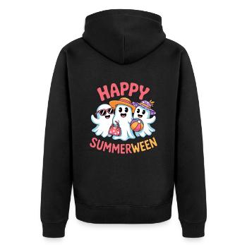 Happy Summerween Halloween Eis - Unisex Premium Bio Zip Hoodie - Schwarz - Hinten - Nico (187cm)