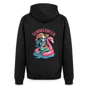 Summerween Halloween Meerjungfrau - Unisex Premium Bio Zip Hoodie - Schwarz - Hinten - Nico (187cm)