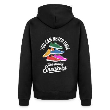 To Many Sneakers Sneaker Turnschuhe - Unisex Premium Organic Zip Hoodie - black - Back - Nico (187cm)