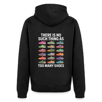 To Many Shoes Sneaker Sneakers - Unisex Premium Organic Zip Hoodie - black - Back - Nico (187cm)