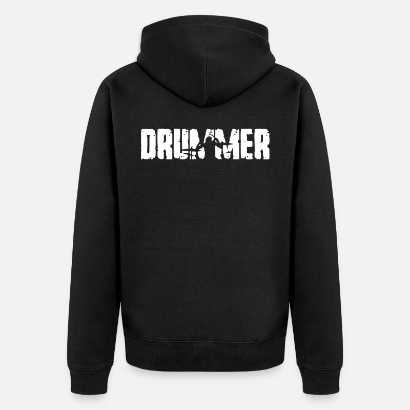 DRUMMER - Schlagzeug - Band - Unisex Premium Bio Zip Hoodie - Schwarz