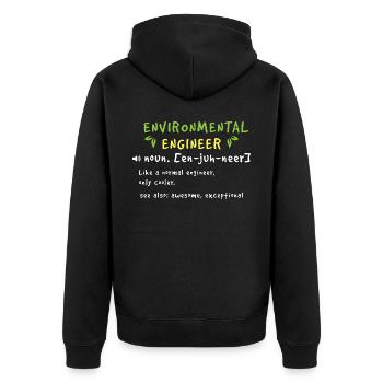 Umweltingenieur - Unisex Premium Bio Zip Hoodie - Schwarz - Hinten - Nico (187cm)