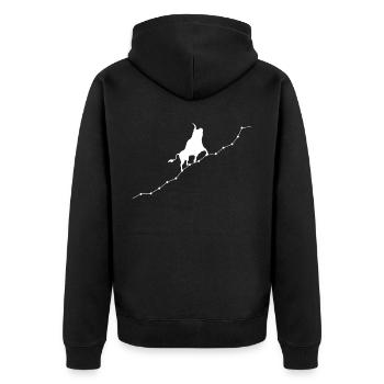 Bull Run Markt Aktienhändler - Unisex Premium Bio Zip Hoodie - Schwarz - Hinten - Nico (187cm)