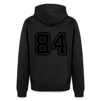 84 number symbol - Unisex Premium Organic Zip Hoodie - black - Back - Nico (187cm)