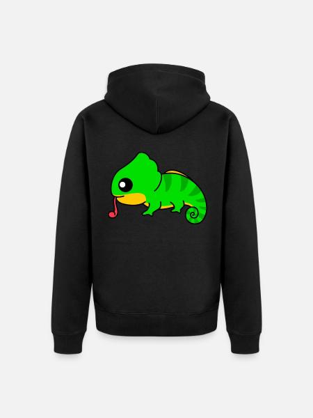 Chameleon Comic Animal - Unisex Premium Organic Zip Hoodie - black