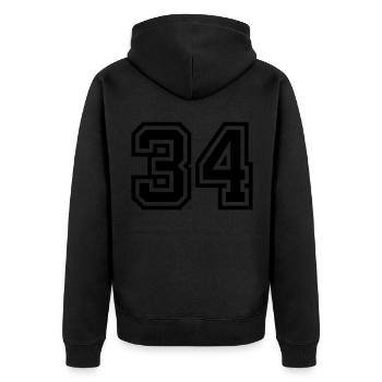 34 Zahl symbol - Unisex Premium Bio Zip Hoodie - Schwarz - Hinten - Nico (187cm)