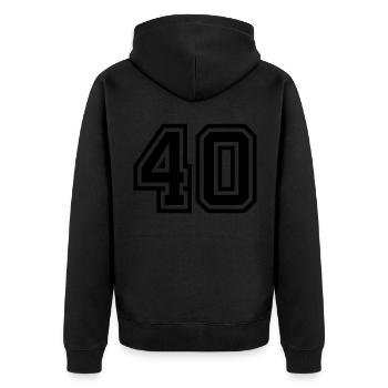 40 Zahl symbol - Unisex Premium Bio Zip Hoodie - Schwarz - Hinten - Nico (187cm)