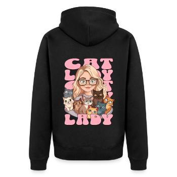 Chat Dame Chats Femme Fille J’aime les chats Drôle - Veste à capuche bio Premium Unisexe - noir - Dos - Nico (187cm)