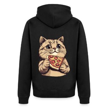 Chat J’Aime Les Chats Et La Pizza Drôle Drôle Humour - Veste à capuche bio Premium Unisexe - noir - Dos - Nico (187cm)