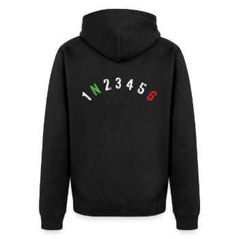 Motorcycle gears for bikers - Unisex Premium Organic Zip Hoodie - black - Back - Nico (187cm)