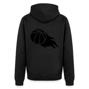 Basketball flamme - Unisex Premium Bio Zip Hoodie - Schwarz - Hinten - Nico (187cm)