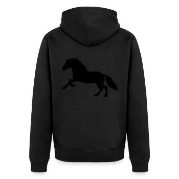 Pferd Horse icon - Unisex Premium Bio Zip Hoodie - Schwarz - Hinten - Nico (187cm)