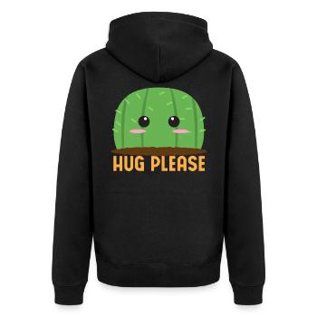 Umarm Mich Bitte Kaktus - Unisex Premium Bio Zip Hoodie - Schwarz - Hinten - Nico (187cm)