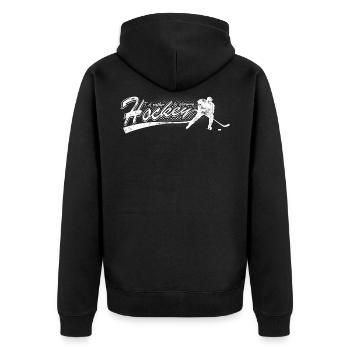 Eishockey - Unisex Premium Bio Zip Hoodie - Schwarz - Hinten - Nico (187cm)