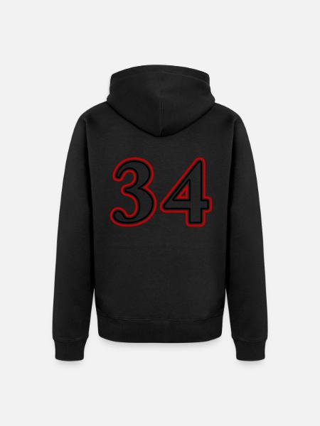 34 Number number - Unisex Premium Organic Zip Hoodie - black