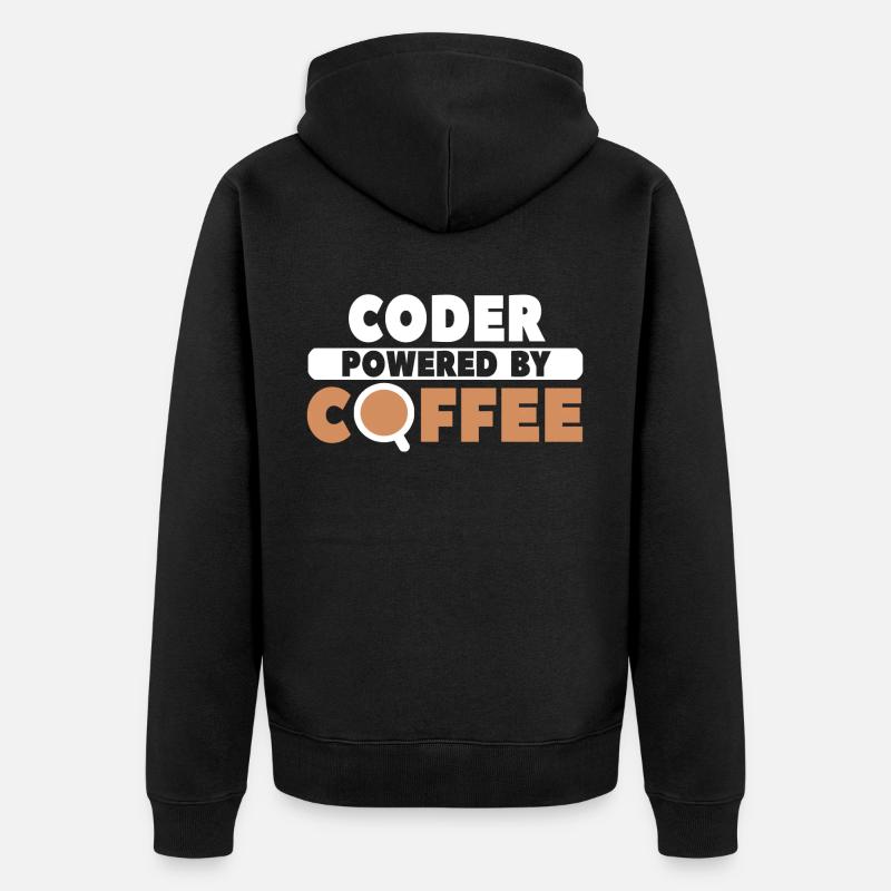 Coder Coffee - Unisex Premium Organic Zip Hoodie - black