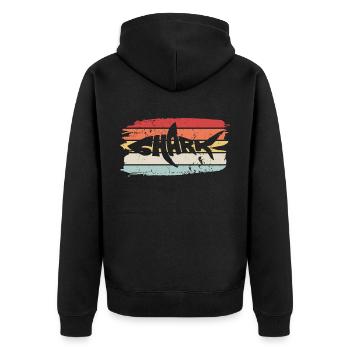 Shark - Unisex Premium Bio Zip Hoodie - Schwarz - Hinten - Nico (187cm)