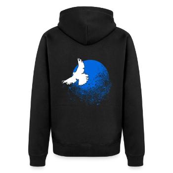 Friedenstaube Muss Fliehen Frieden Zerfällt - Unisex Premium Bio Zip Hoodie - Schwarz - Hinten - Nico (187cm)